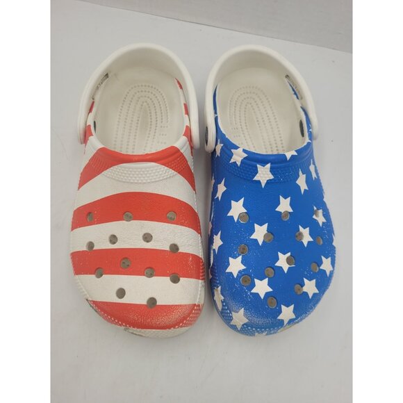 Crocs Classic American Flag Clogs Size Mens 5 Womens 7 USA Patriotic Shoes - Picture 4 of 11